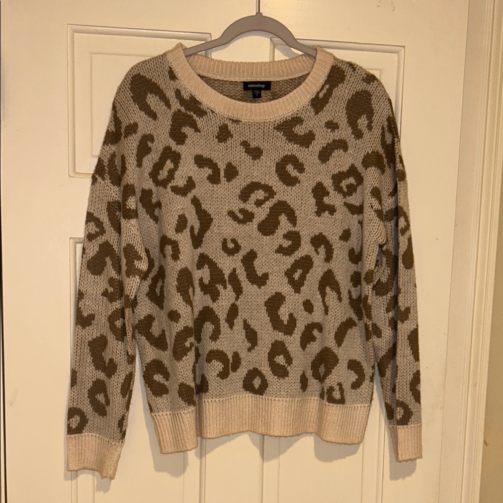 Mittoshop Cream and Brown Crew Neck Sweater